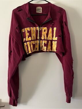 Furst of a Kind red Zip distressed Sweatshirt